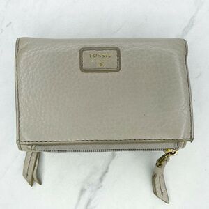Fossil Gray Small Leather Wallet Billfold Card Holder Wallet Billfold